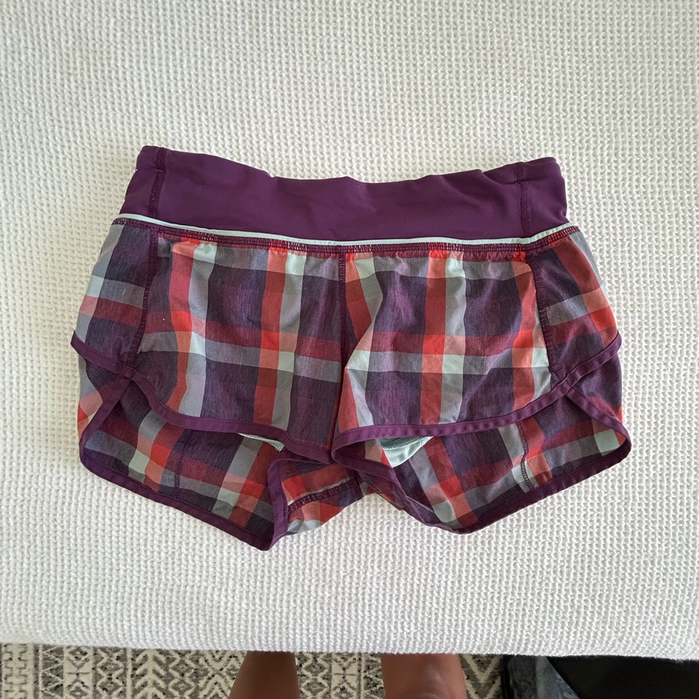 Plaid Women's Shorts - Purple and Red